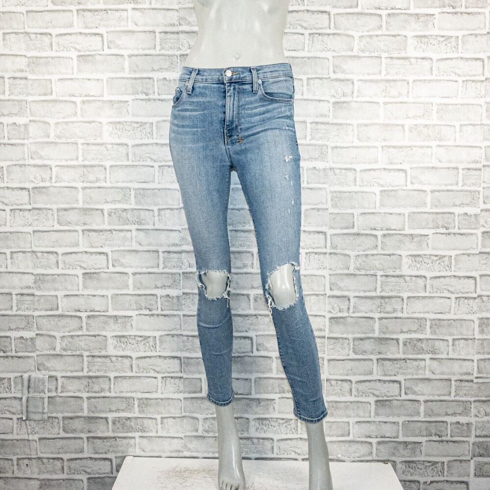 Ksubi high Wasted Crop Denim Jeans Ripped Distressed blue sz 26